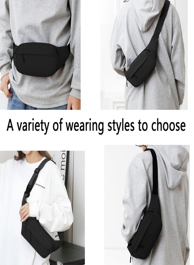 ZMD Small Hip Pack for Men & Women, Crossbody Belt Fanny Pack Sports Hiking Waist Bag Fits All Phones with 3-Zipper Pockets, Hip Bum Bag for Casual Workout Outdoors Running Walking Traveling, Black - Image 5
